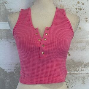 Baby Pink Suzette Collection Spandex Button Crop top